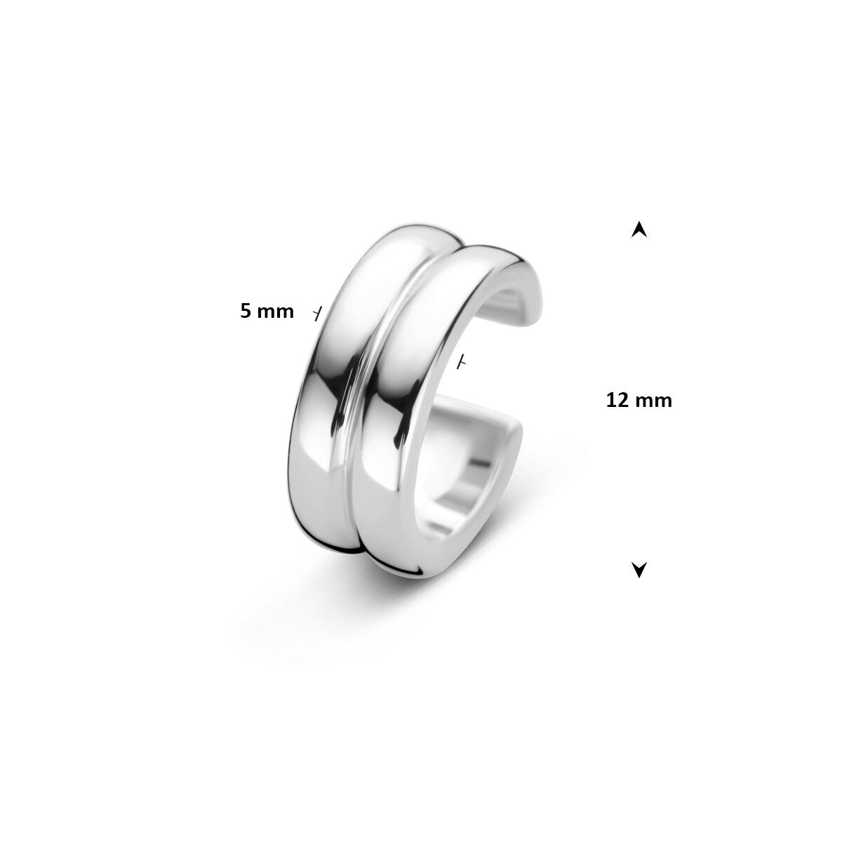 Zilveren ear cuff gerhodineerd 925 – modern en stijlvol