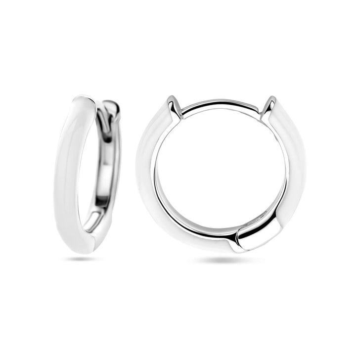 Gerhodineerd zilveren klapoorringen met witte emaille