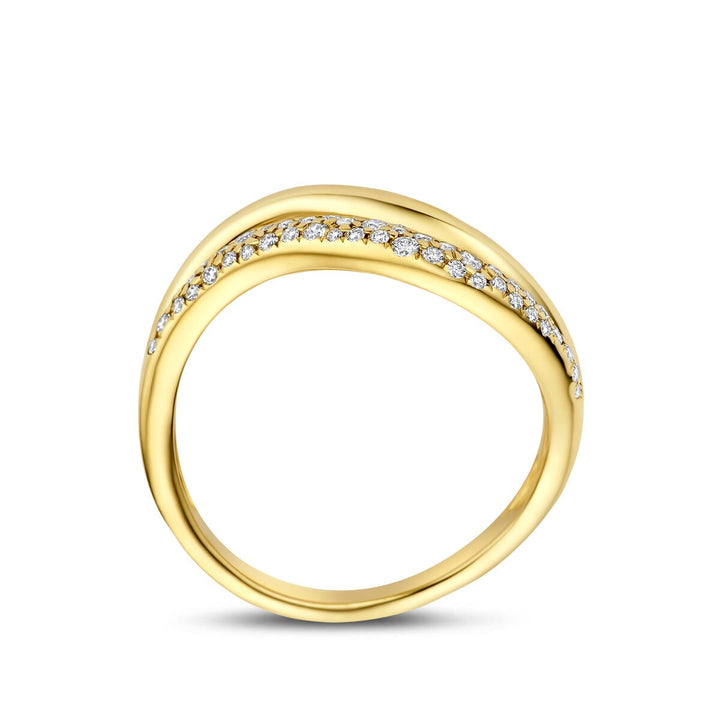 14k Geelgouden ring met diamant 0.32ct