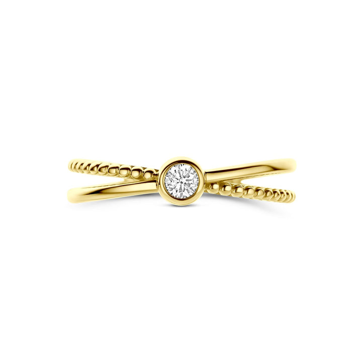 9k Geelgouden ring met zirkonia