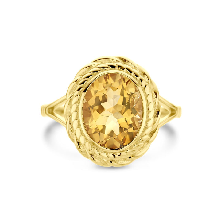 Gouden Ring 14k met Citrien – Briolette Slijpvorm