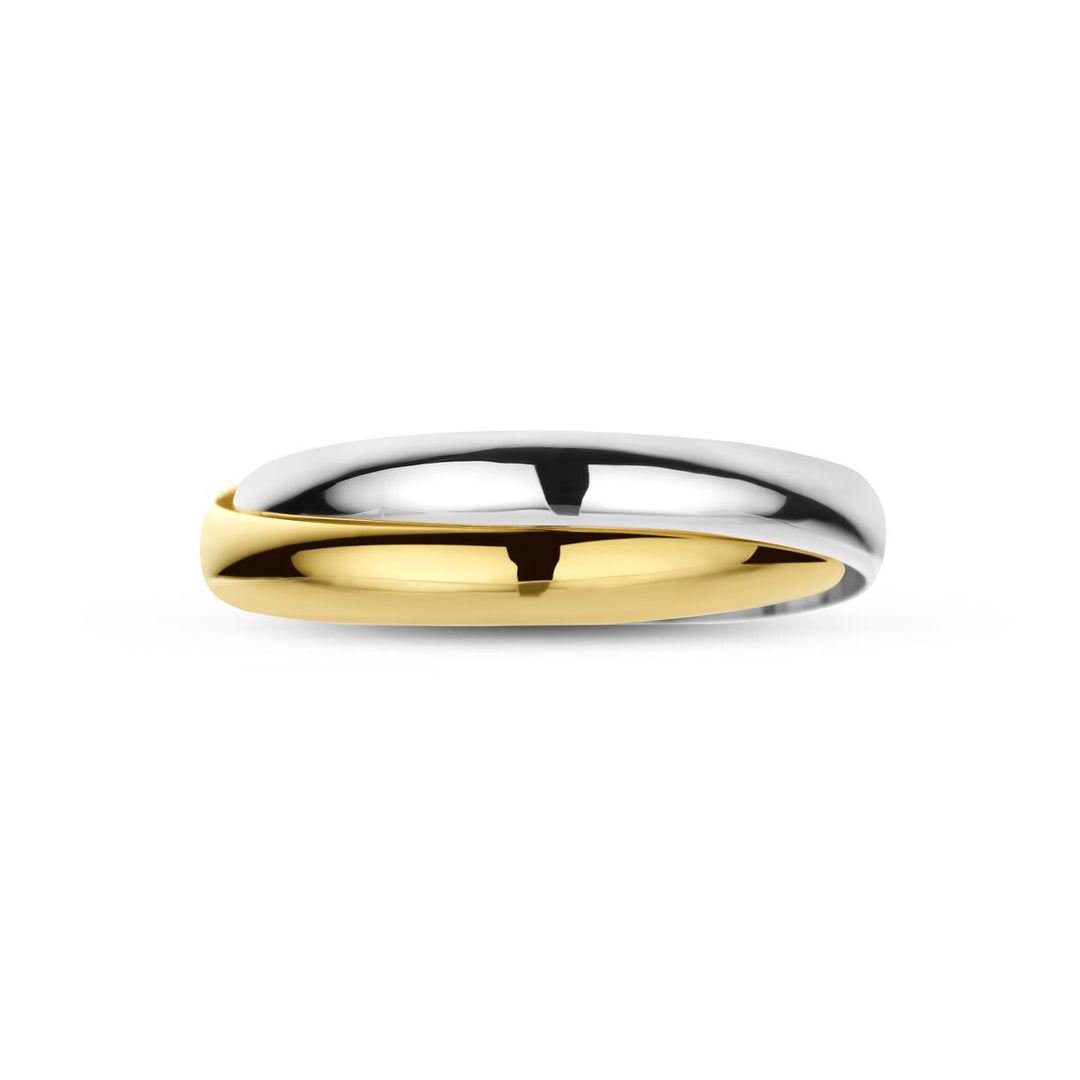 14k Bicolor dames ring van geel- en witgoud – dubbelband