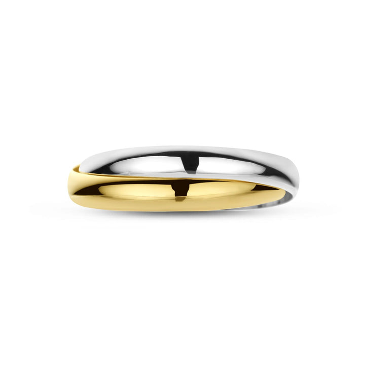 14k Bicolor dames ring van geel- en witgoud – dubbelband