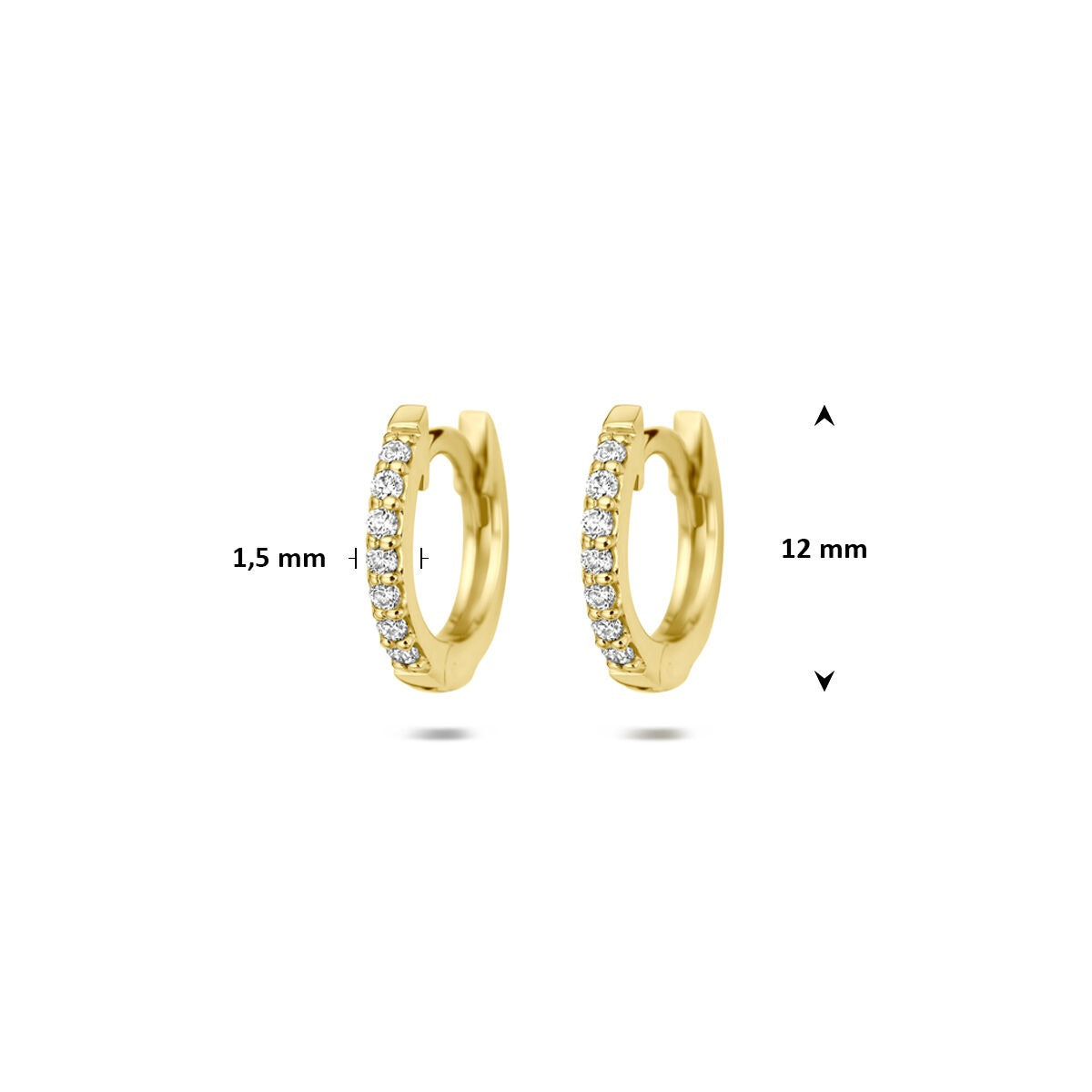 14k Geelgouden klapoorringen met lab grown diamant 0,22 ct
