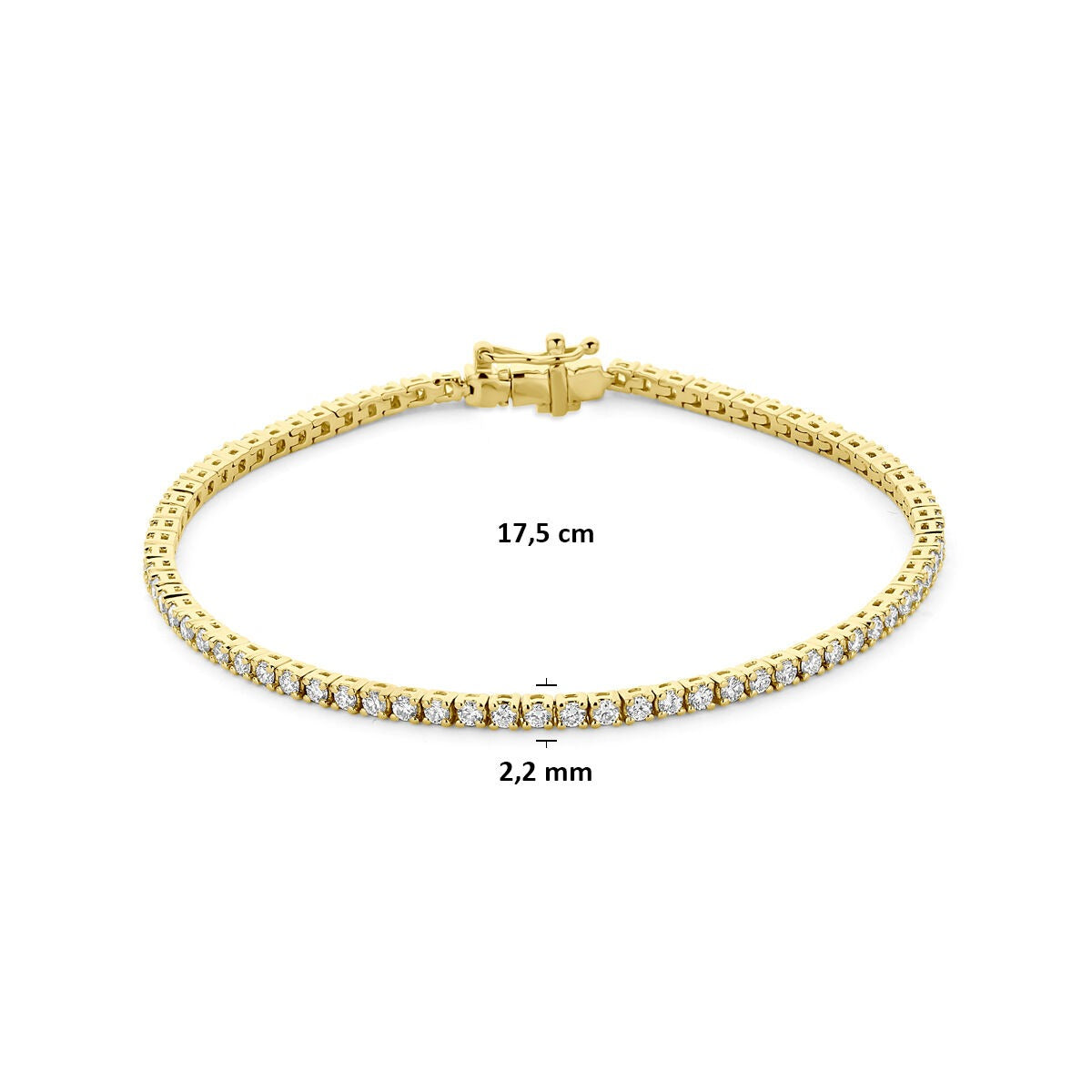 Verguld 925 zilveren tennis armband met lab grown diamant