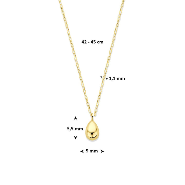 9k Geelgouden Collier met Druppel