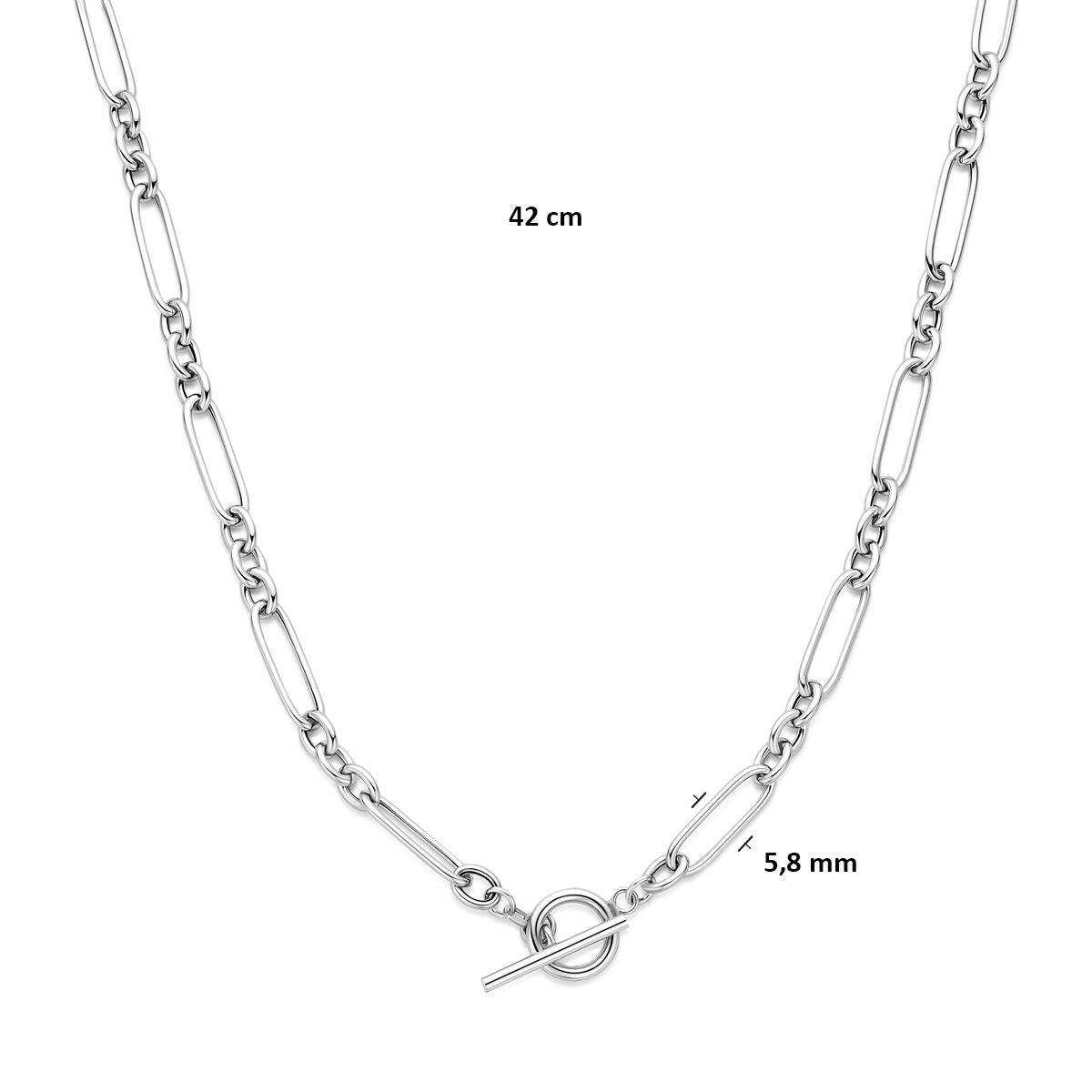 Gerhodineerd Zilveren Schakel Ketting Anker