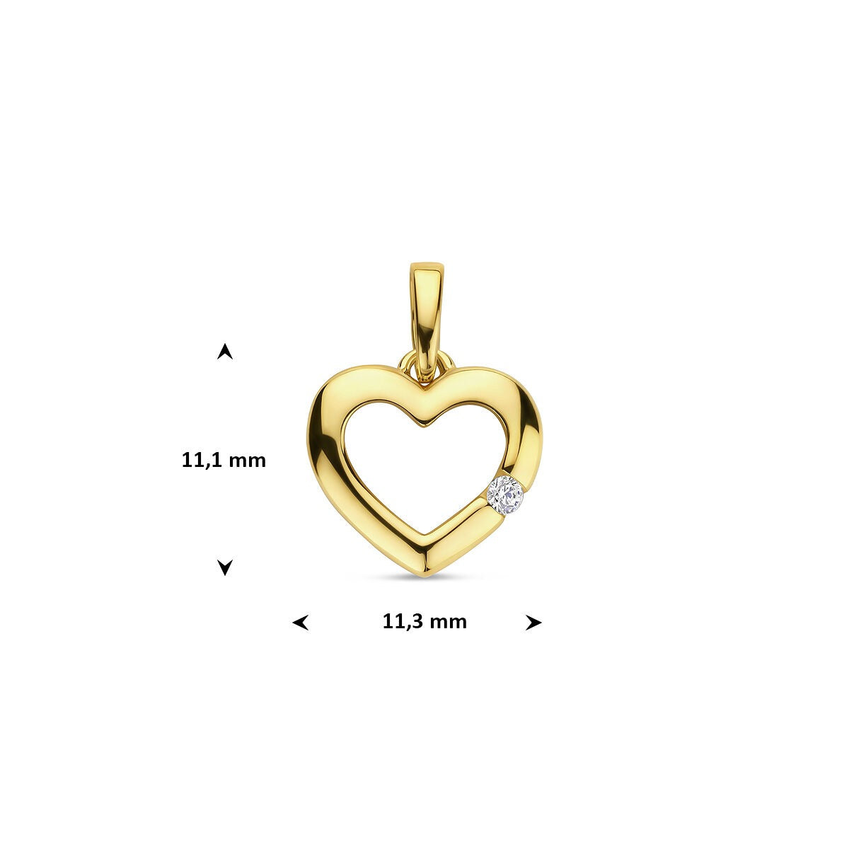 Geelgouden hanger met hart en zirkonia – 14k
