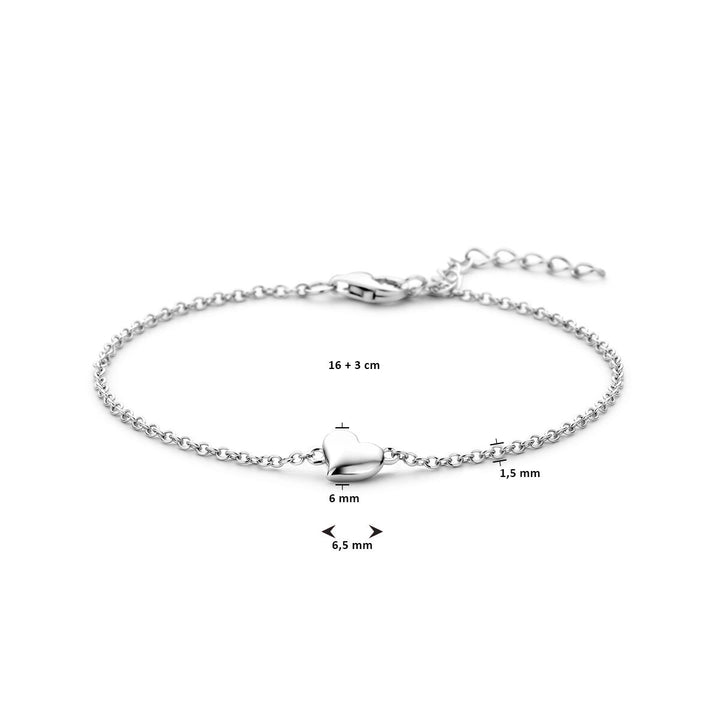 Zilveren armband met hart – gerhodineerd 925 zilver