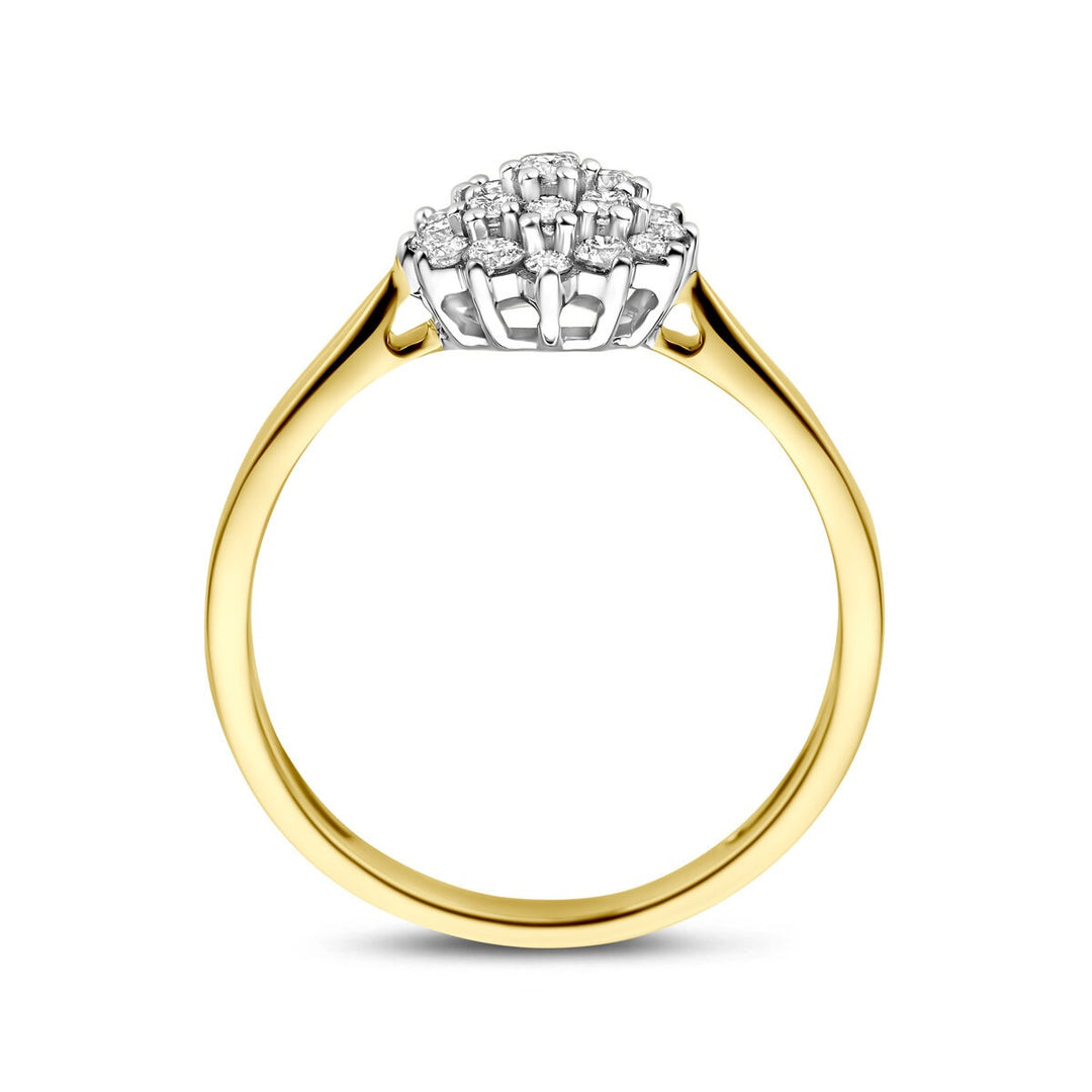 14k Bicolor geel- en witgouden ring met 0.33ct lab grown diamant