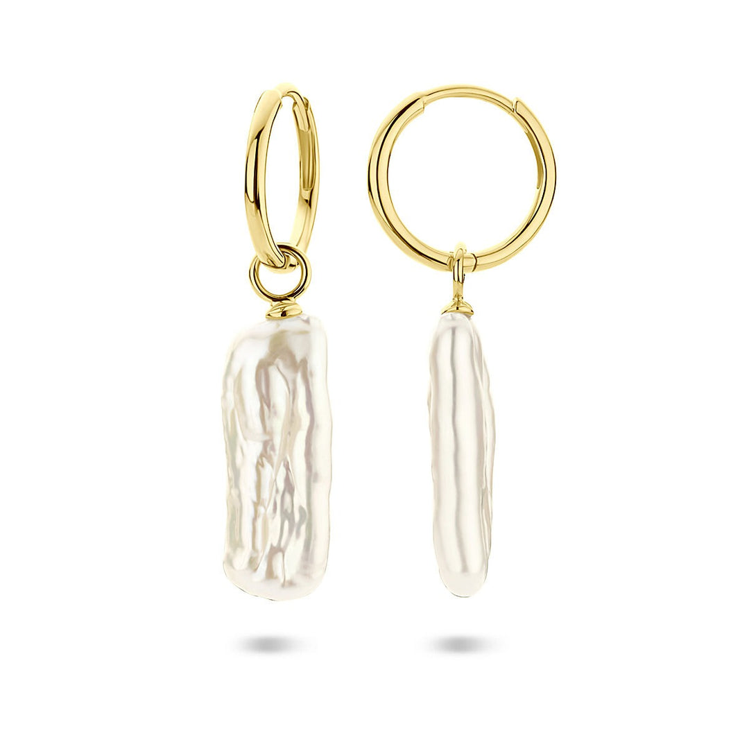 Verguld zilveren oorringen met parel – 38 mm