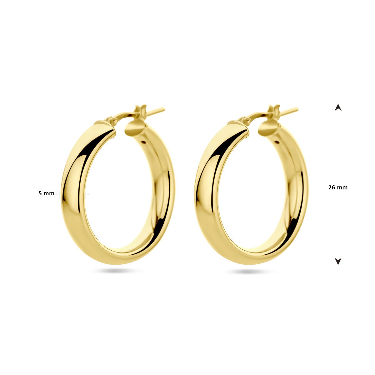 Verguld Zilveren Oorringen – Half-Rond 26x5 mm