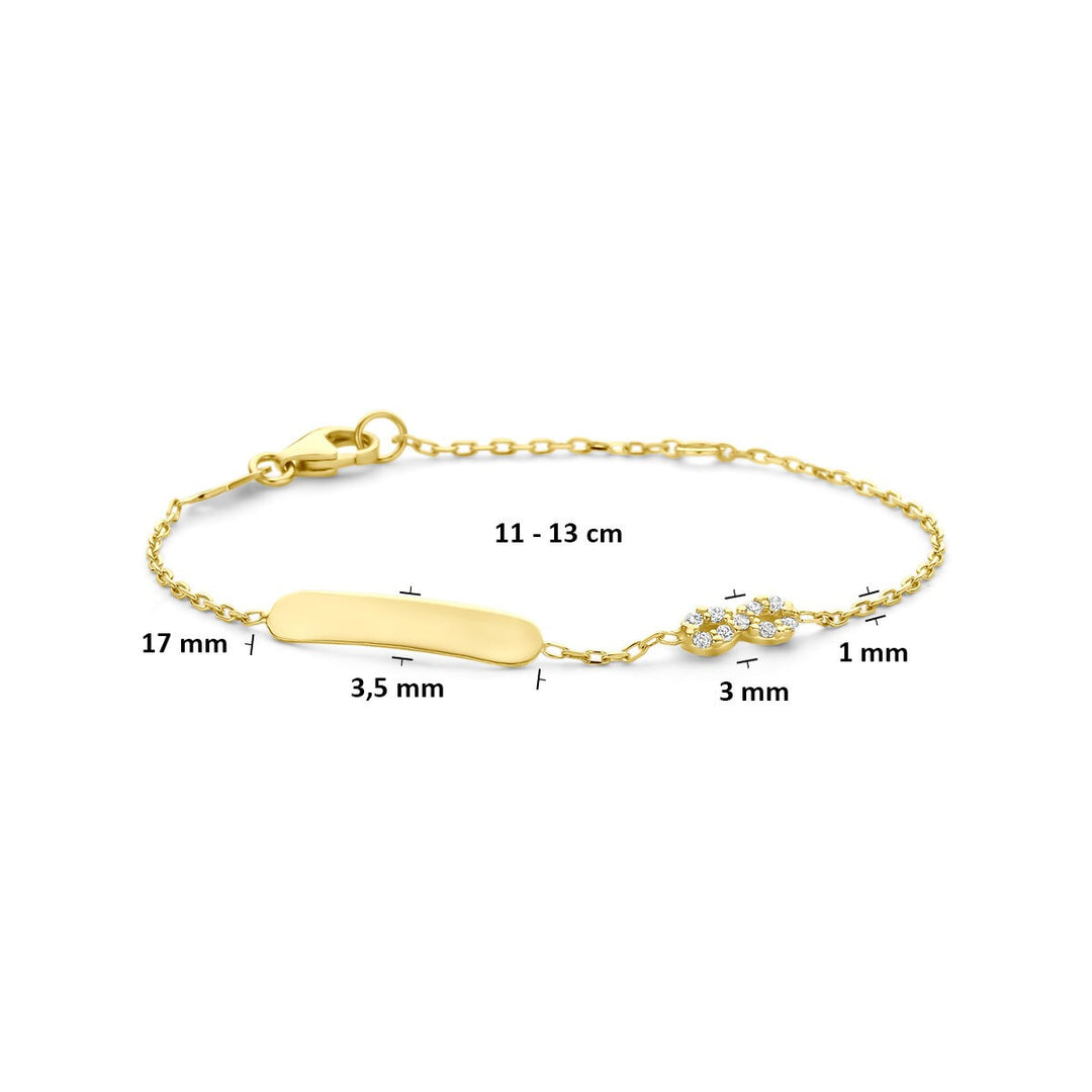 Gouden Graveerarmband 14k met Infinity en Zirkonia – Kinder Armband