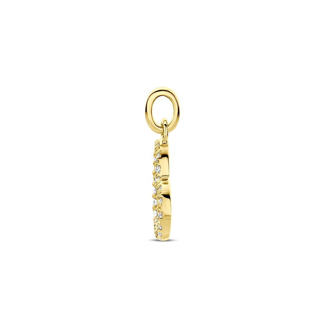 14k Geelgouden hart hanger met lab grown diamant
