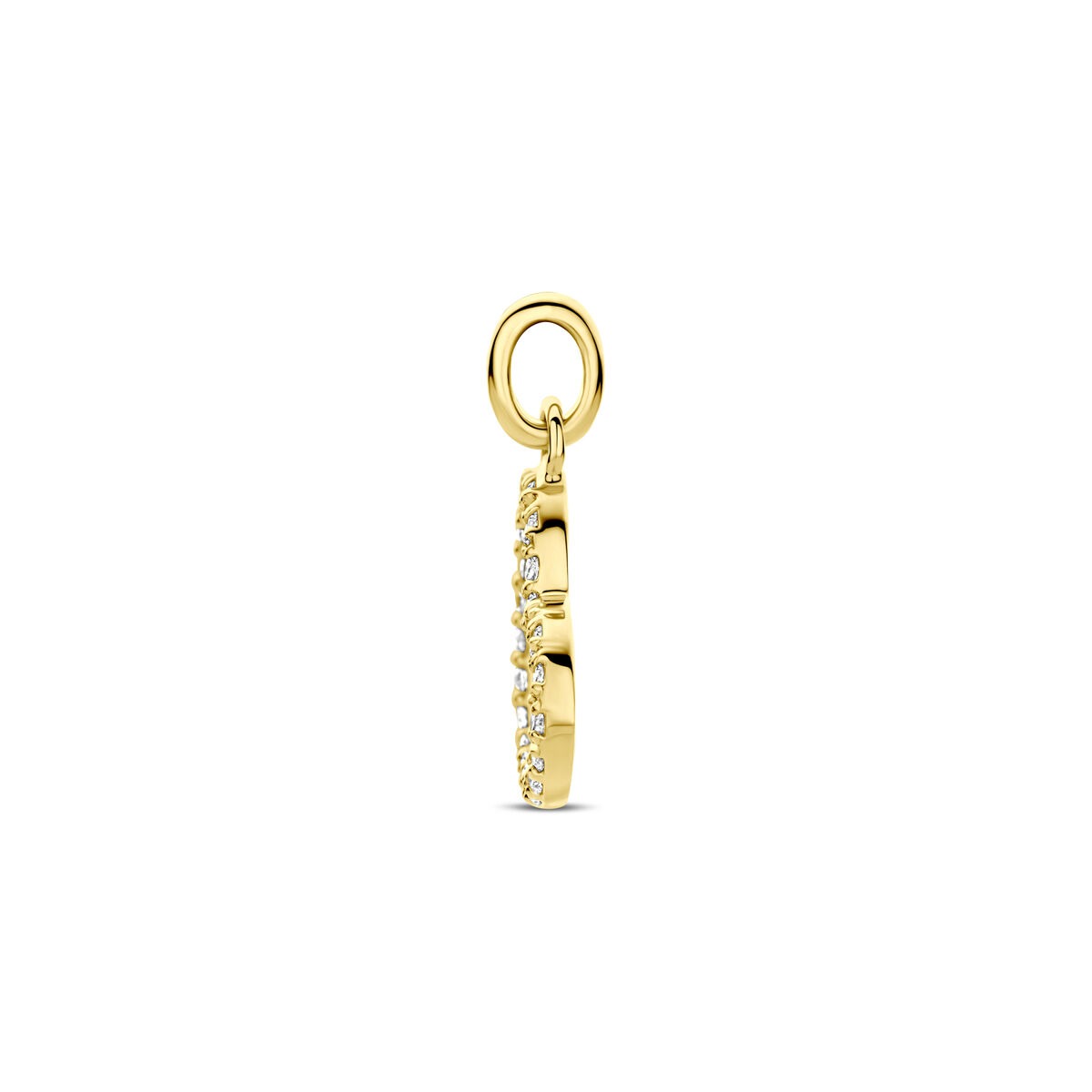 14k Geelgouden hart hanger met lab grown diamant