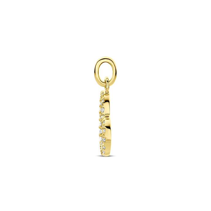 14k Geelgouden hart hanger met lab grown diamant