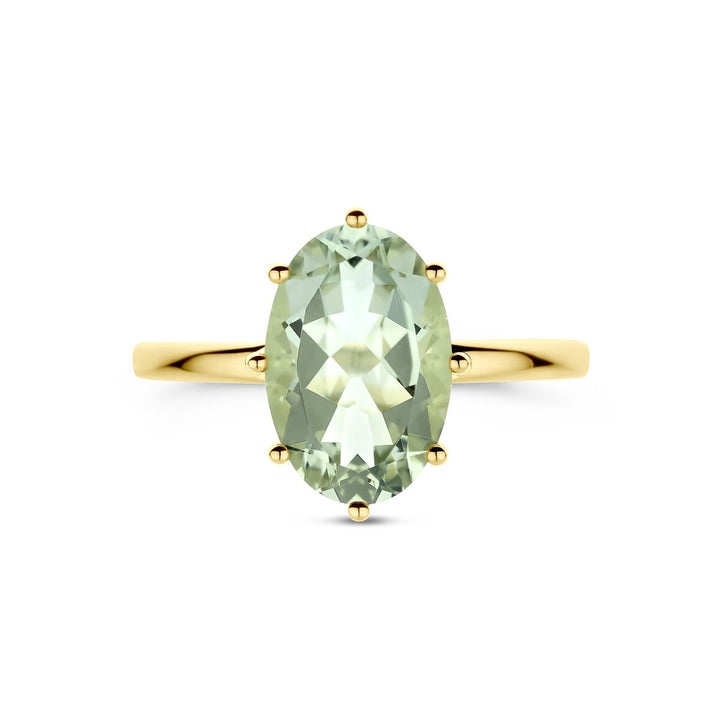 14k geelgouden ring met groene amethist