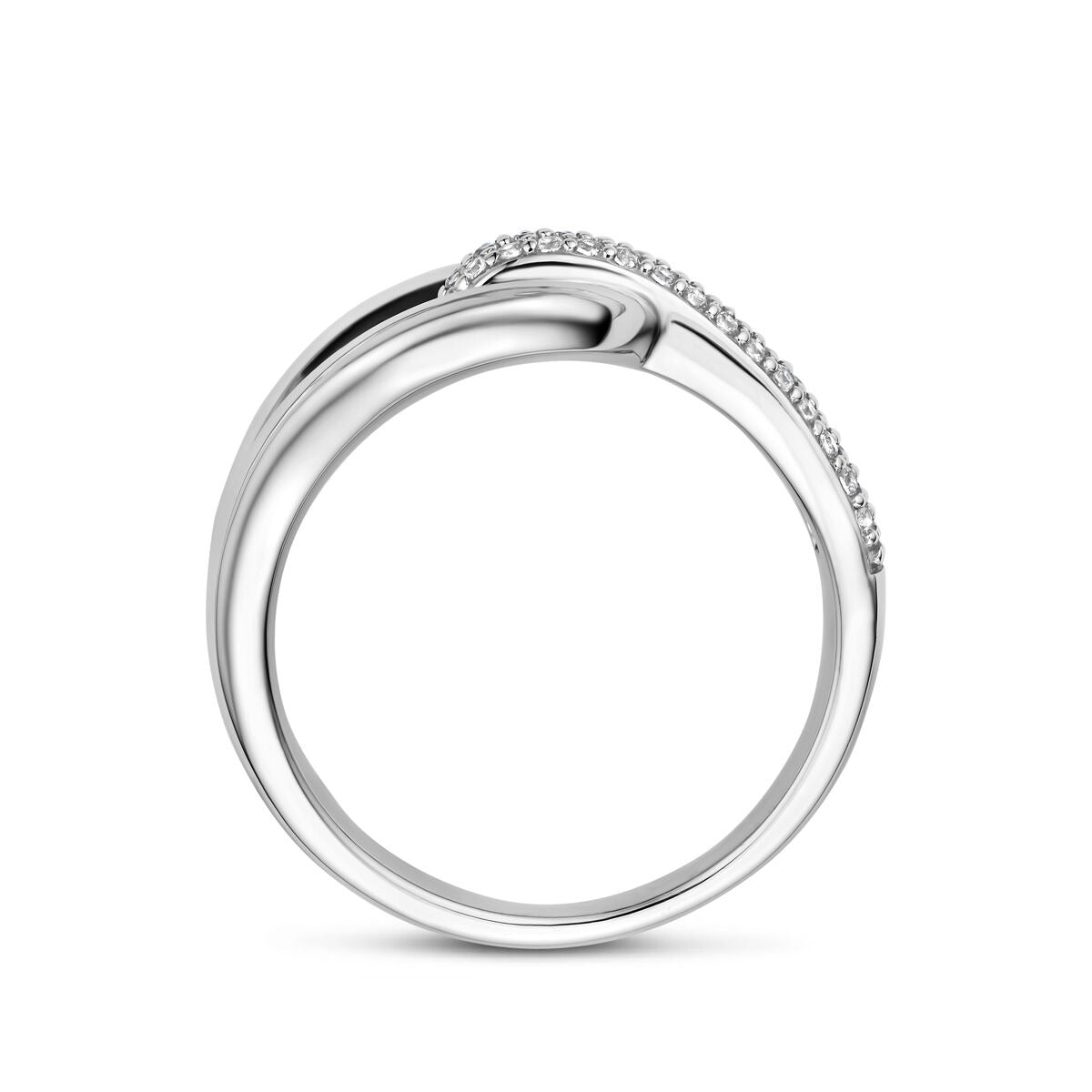 Gerhodineerde 925 zilveren ring met pavé zirkonia