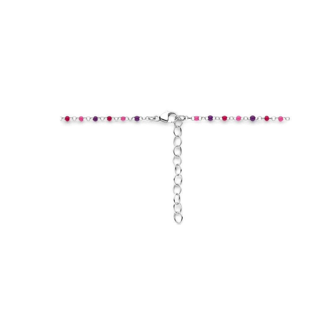 necklace balls of colored enamel 36 + 4 cm silver rhodium plated