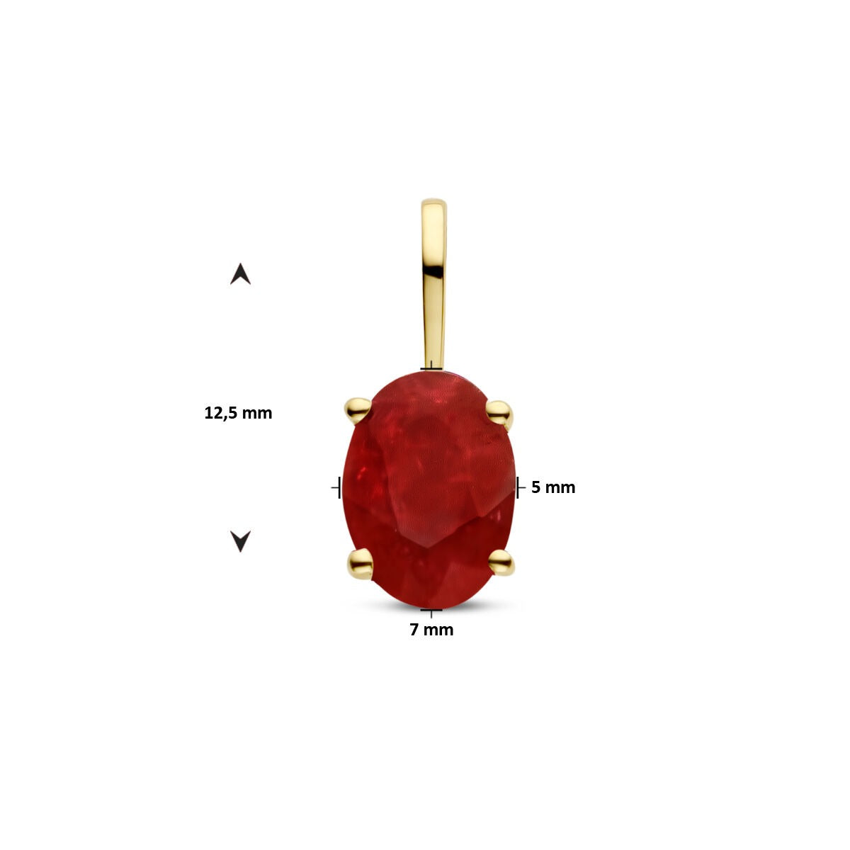 14k geelgouden hanger met robijn – geboortesteen