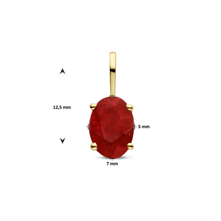 14k geelgouden hanger met robijn – geboortesteen