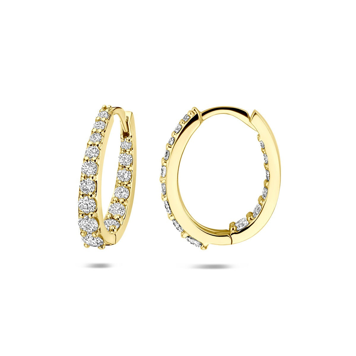 14k Geelgouden klapoorringen met lab grown diamant 0,95 ct