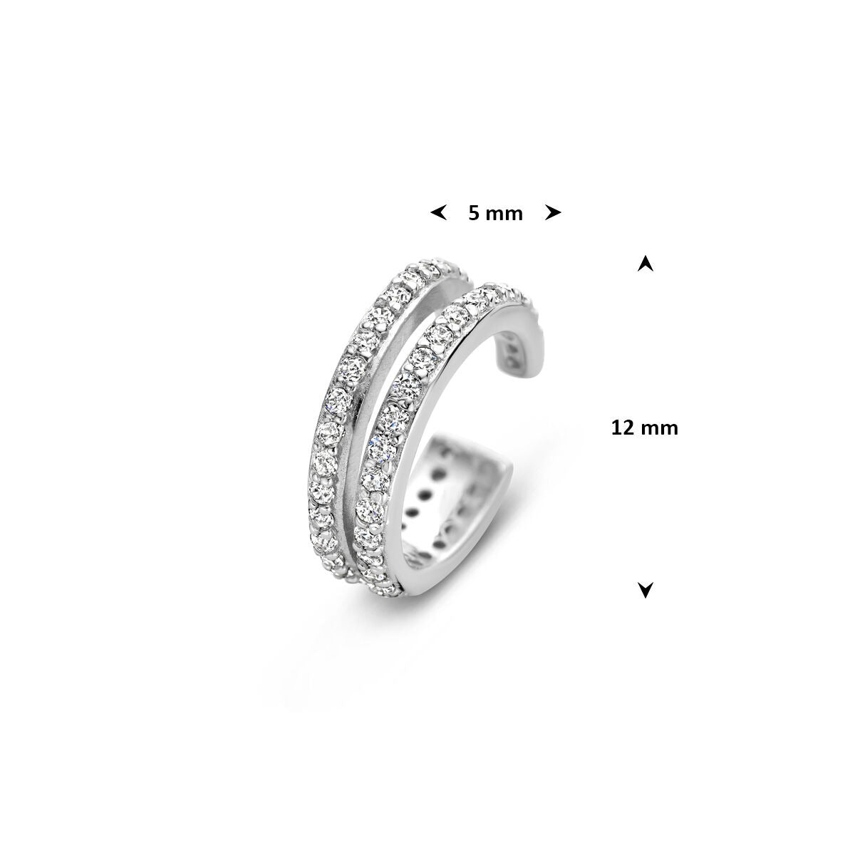 Zilveren ear cuff met zirkonia – gerhodineerd 925 zilver