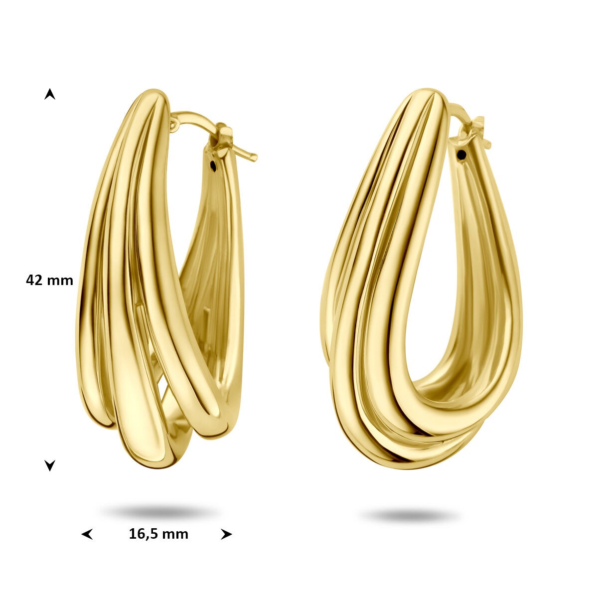 Verguld 925 Zilveren Oorringen 42 x 16,5 mm Dames
