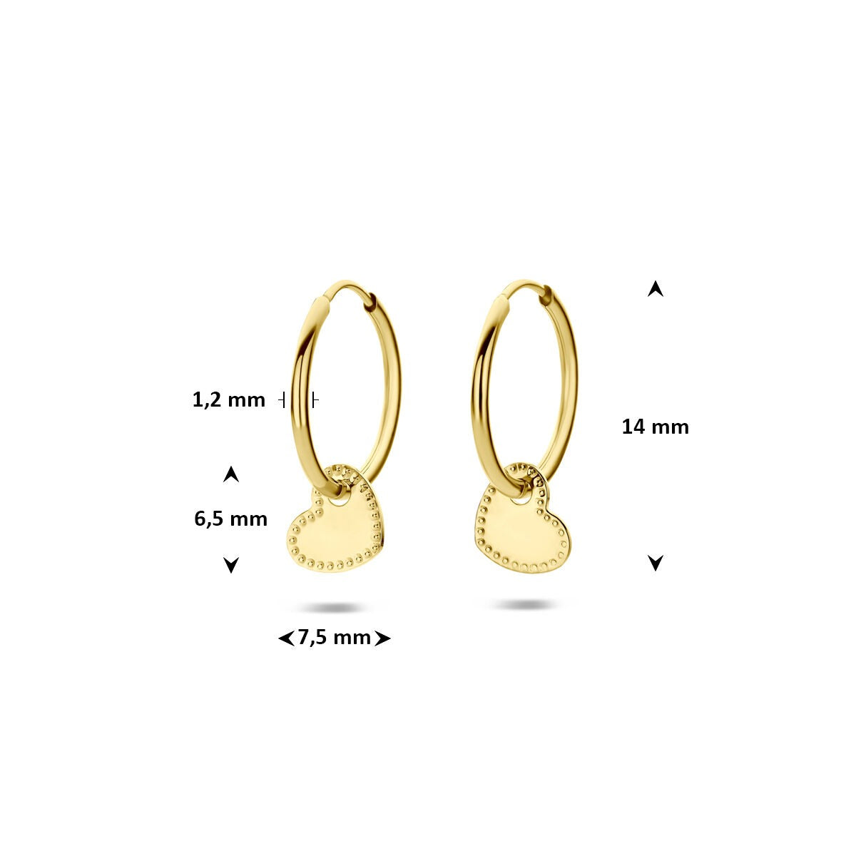 14k Geelgouden oorringen met hartje