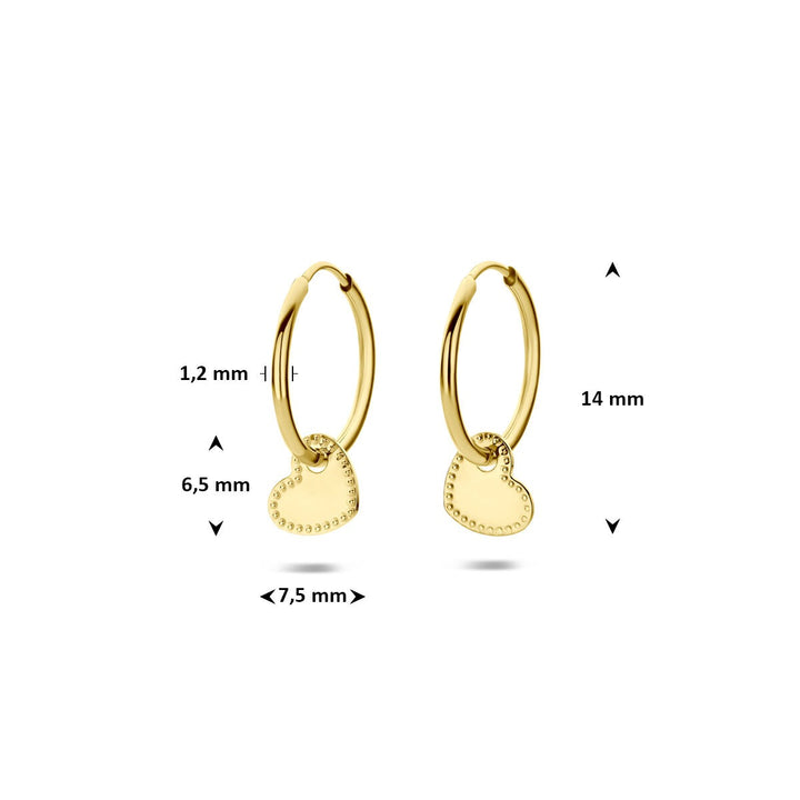 14k Geelgouden oorringen met hartje