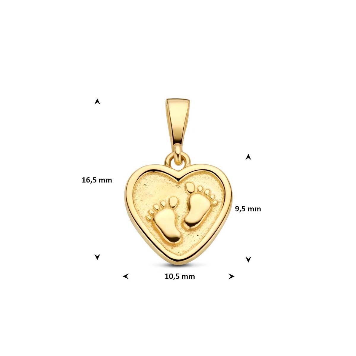 9k geelgouden hanger hart met voetjes