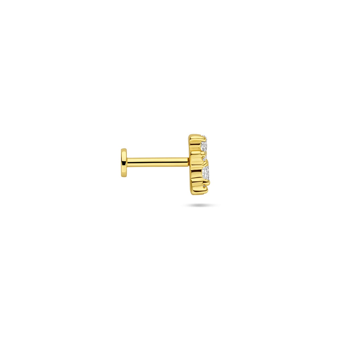 Verguld 925 zilveren flat back piercing met zirkonia