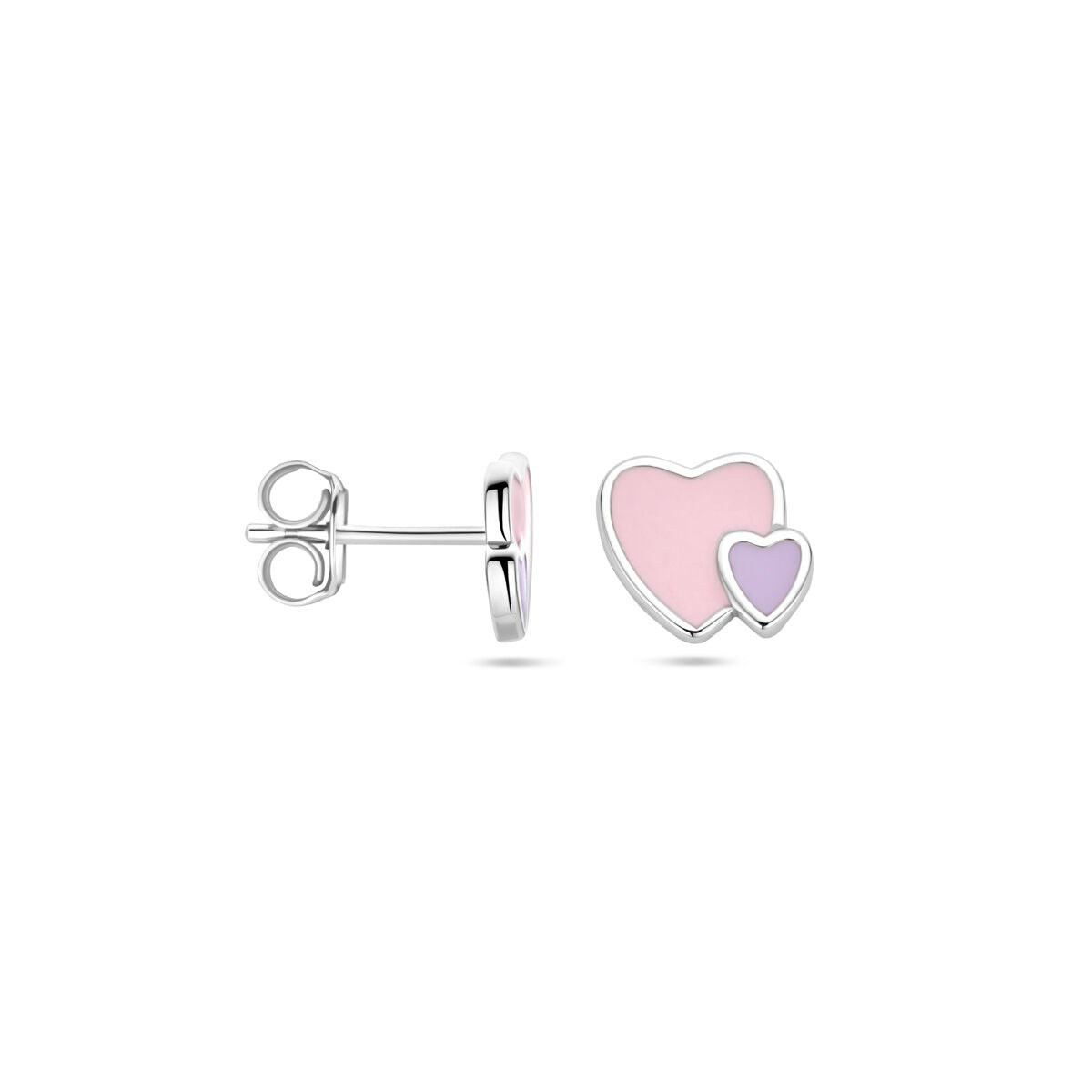 silver rhodium-plated heart stud earrings