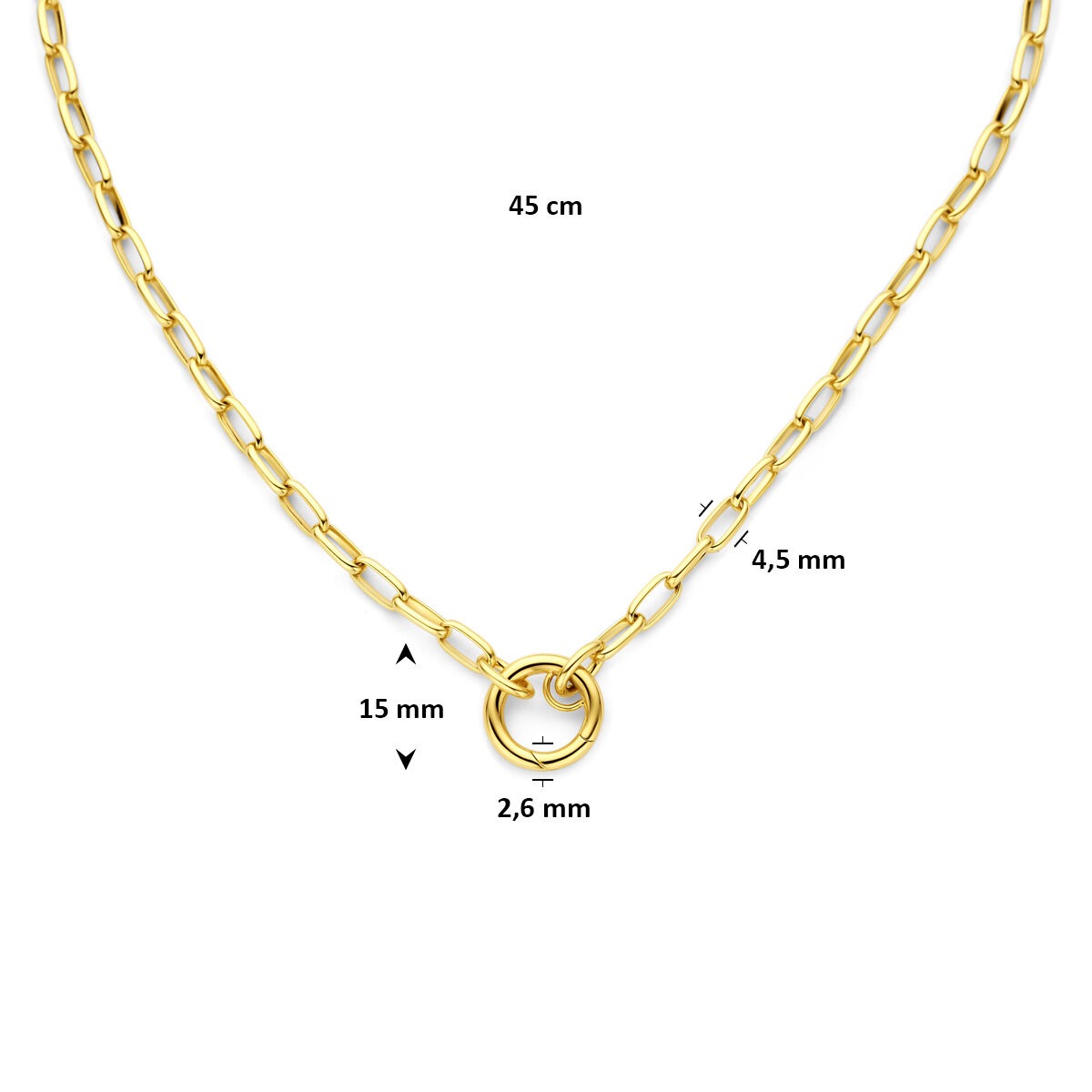 14k Geelgouden collier met paperclip schakel – Closed Forever ontwerp