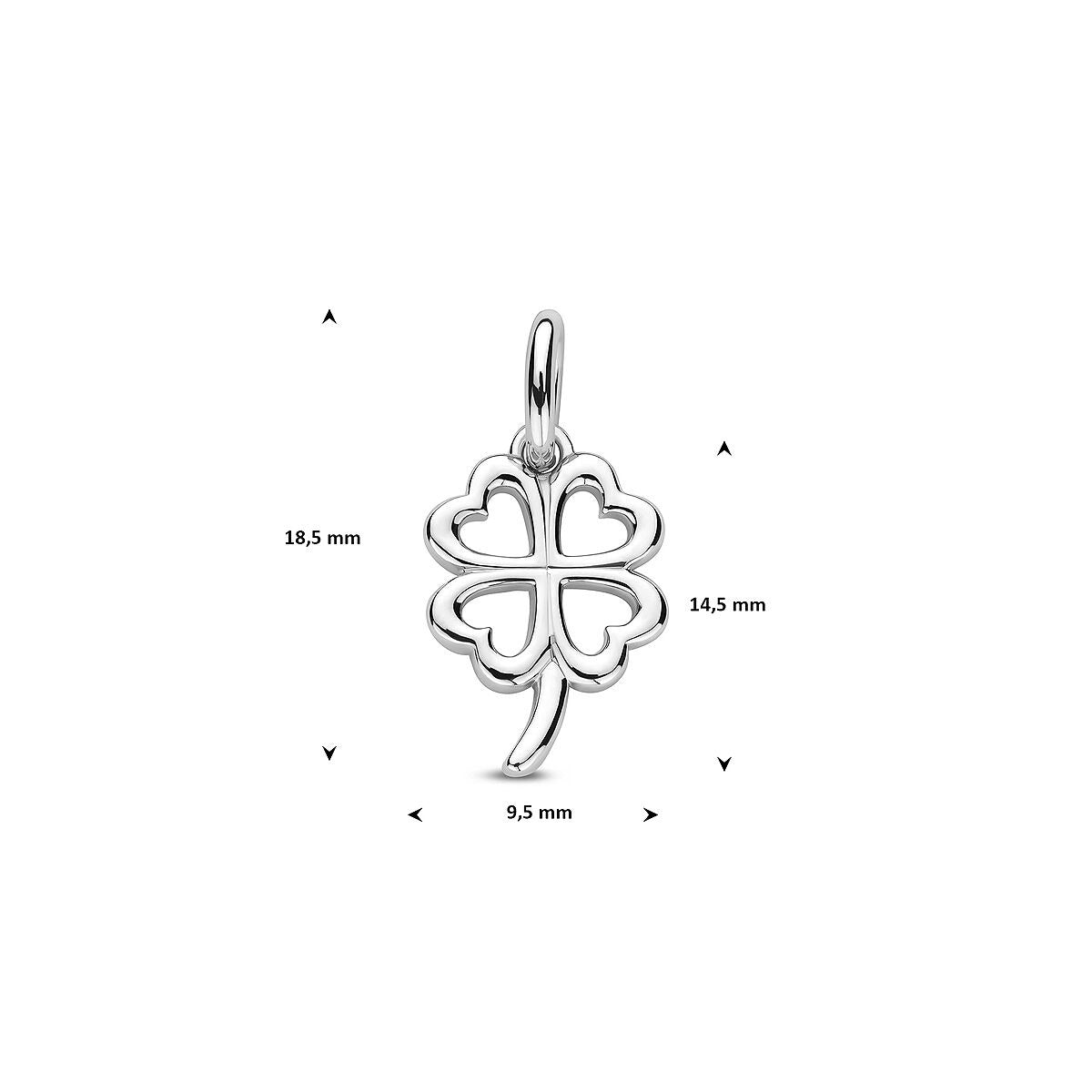 Zilveren hanger klavertje – gerhodineerd 925