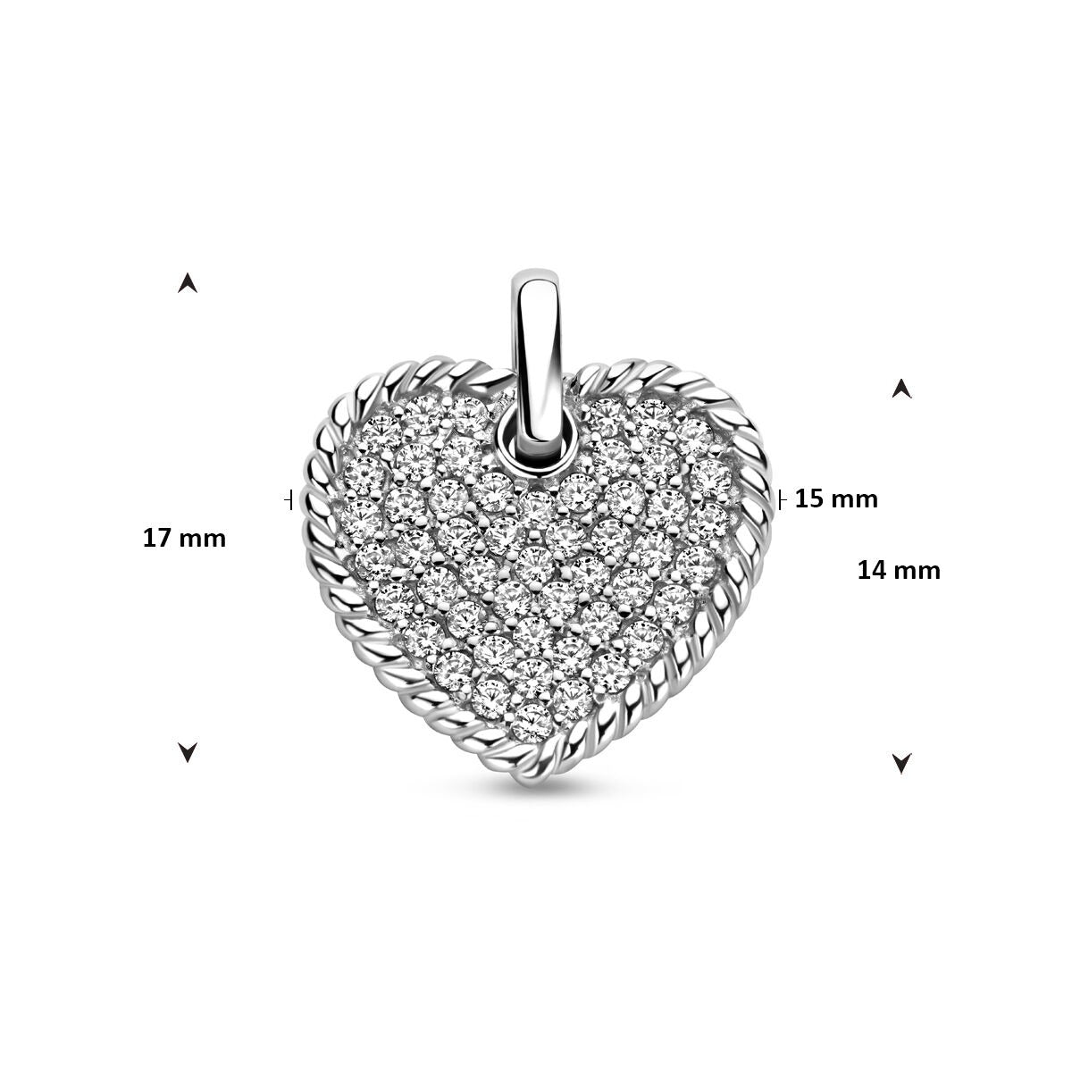 Zilveren hanger hartje met zirkonia – gerhodineerde dameshanger vol liefde en schittering