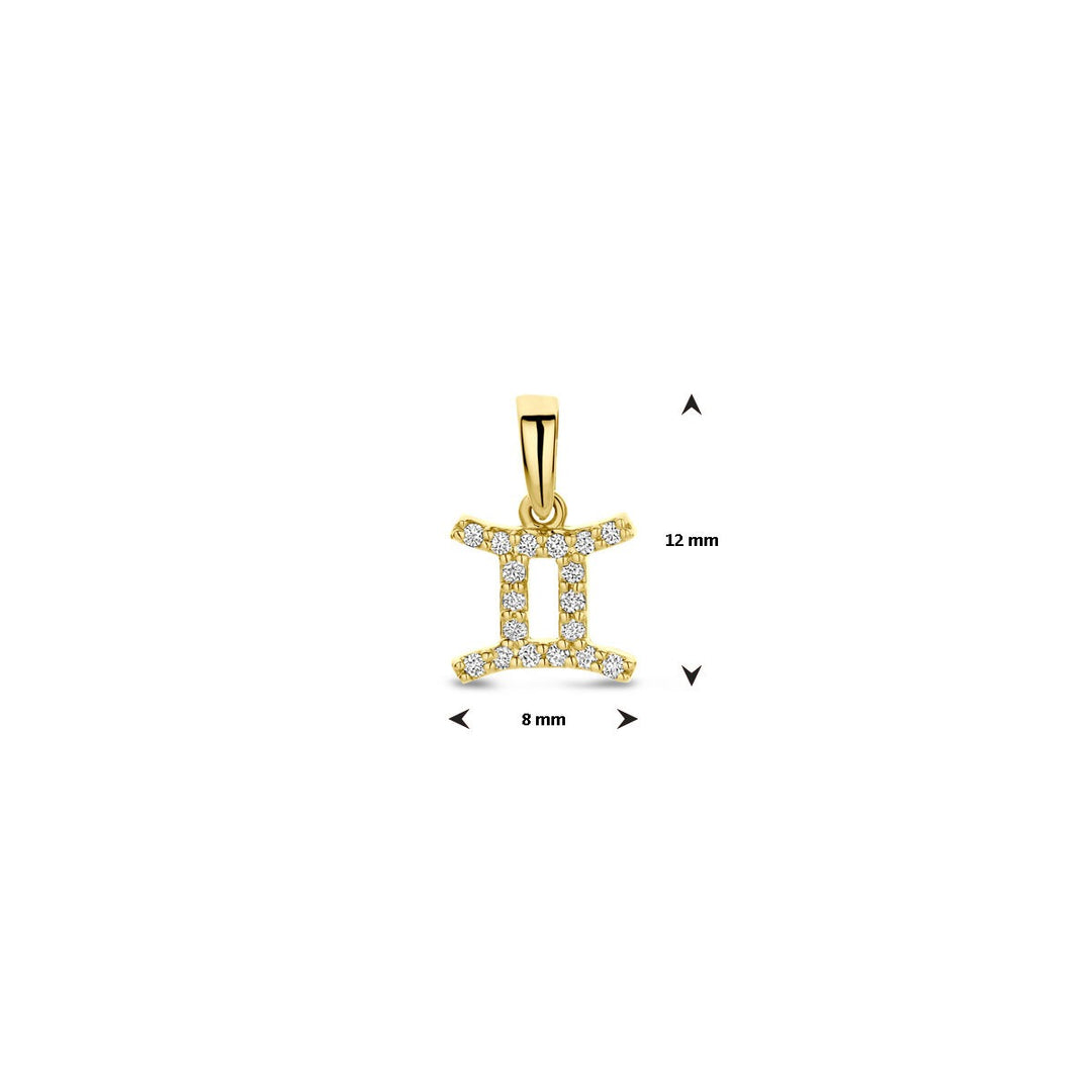 14k geelgouden sterrenbeeld hanger met diamant