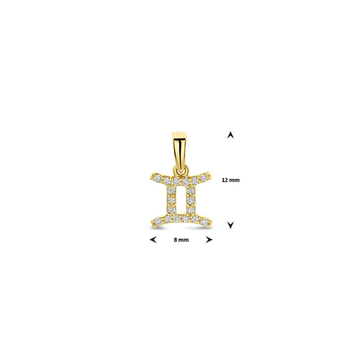 14k geelgouden sterrenbeeld hanger met diamant