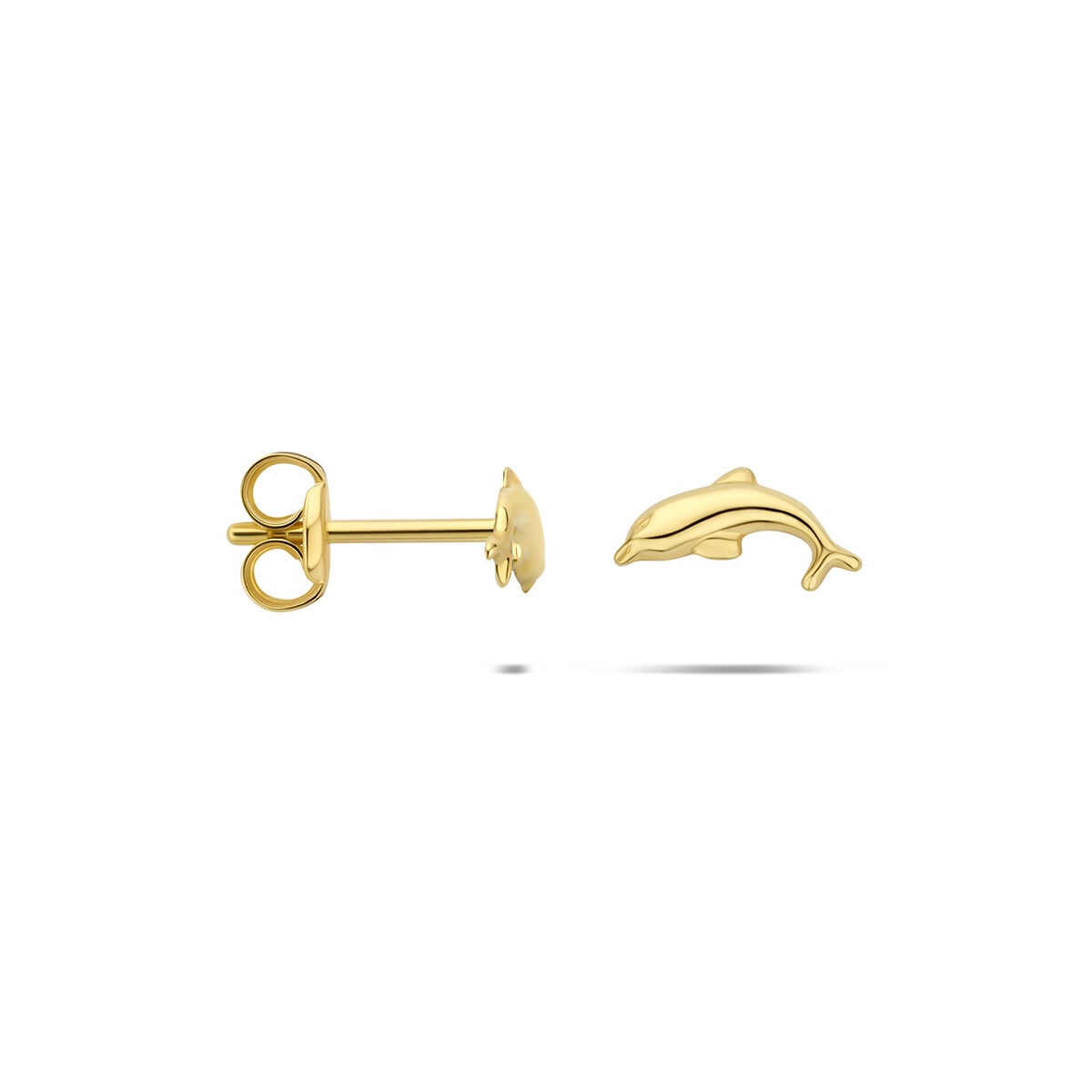9k Geelgouden oorknopjes dolfijn