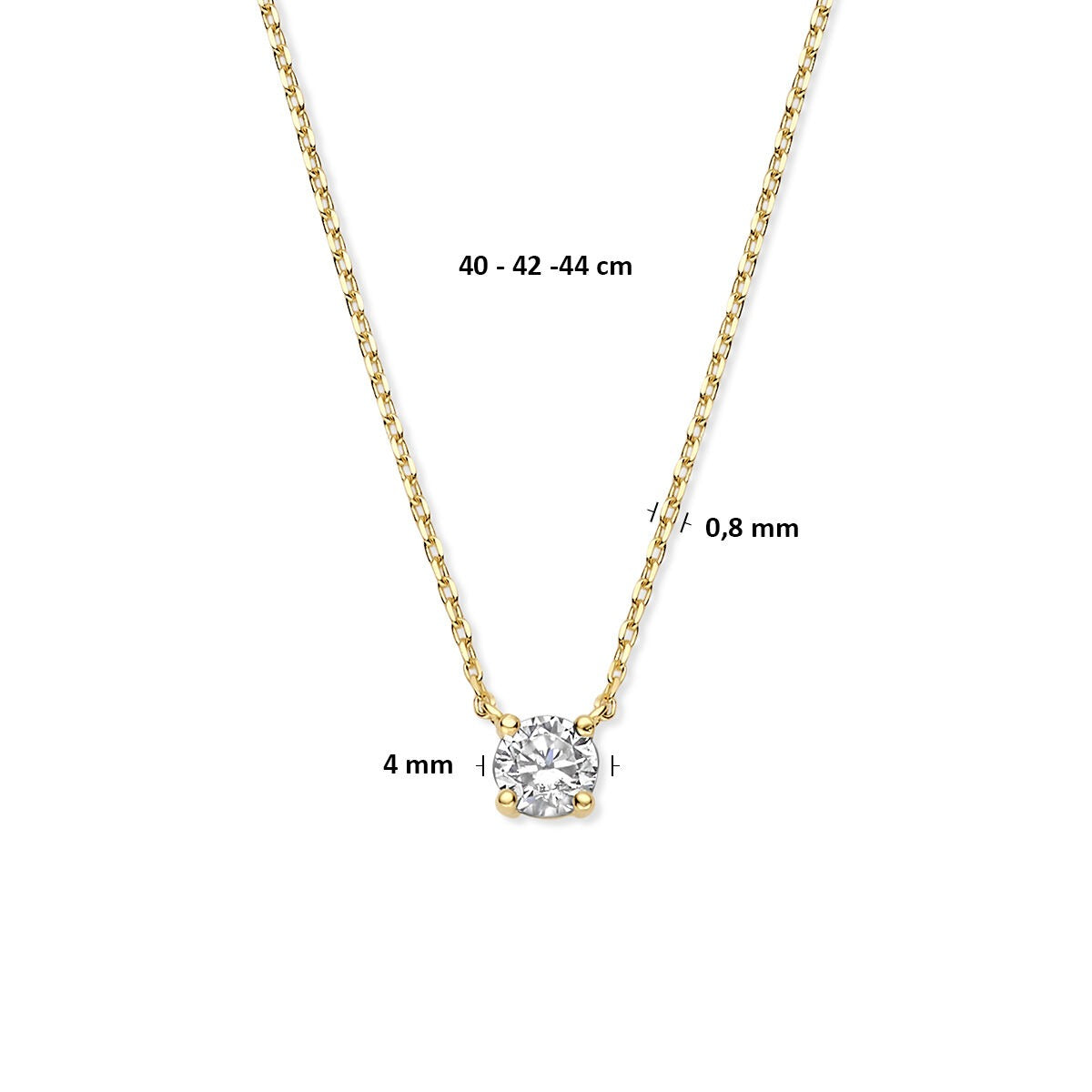 Gouden ketting met zirkonia – 14k anker collier