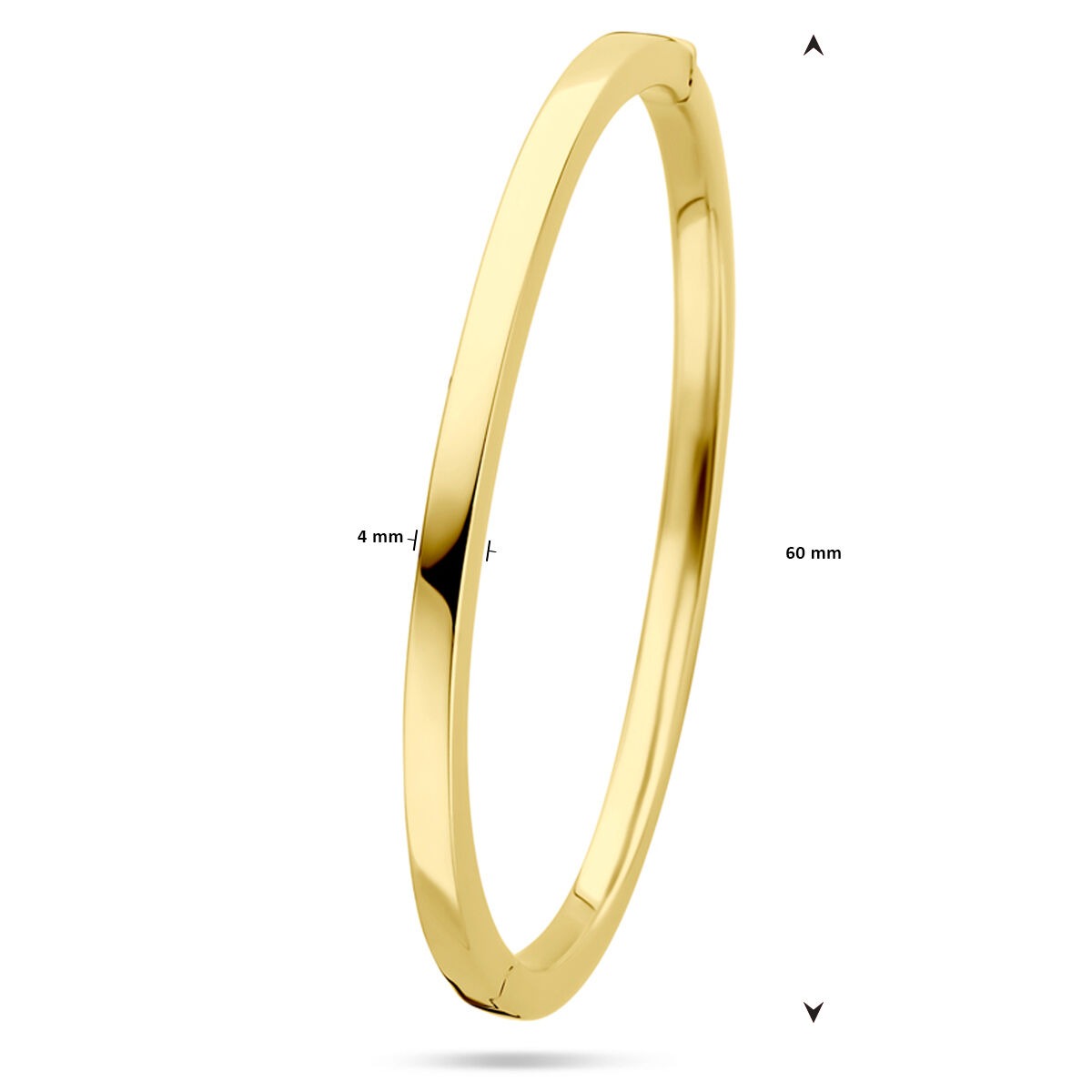 14k geelgouden bangle – 4 mm breed, met scharniersluiting