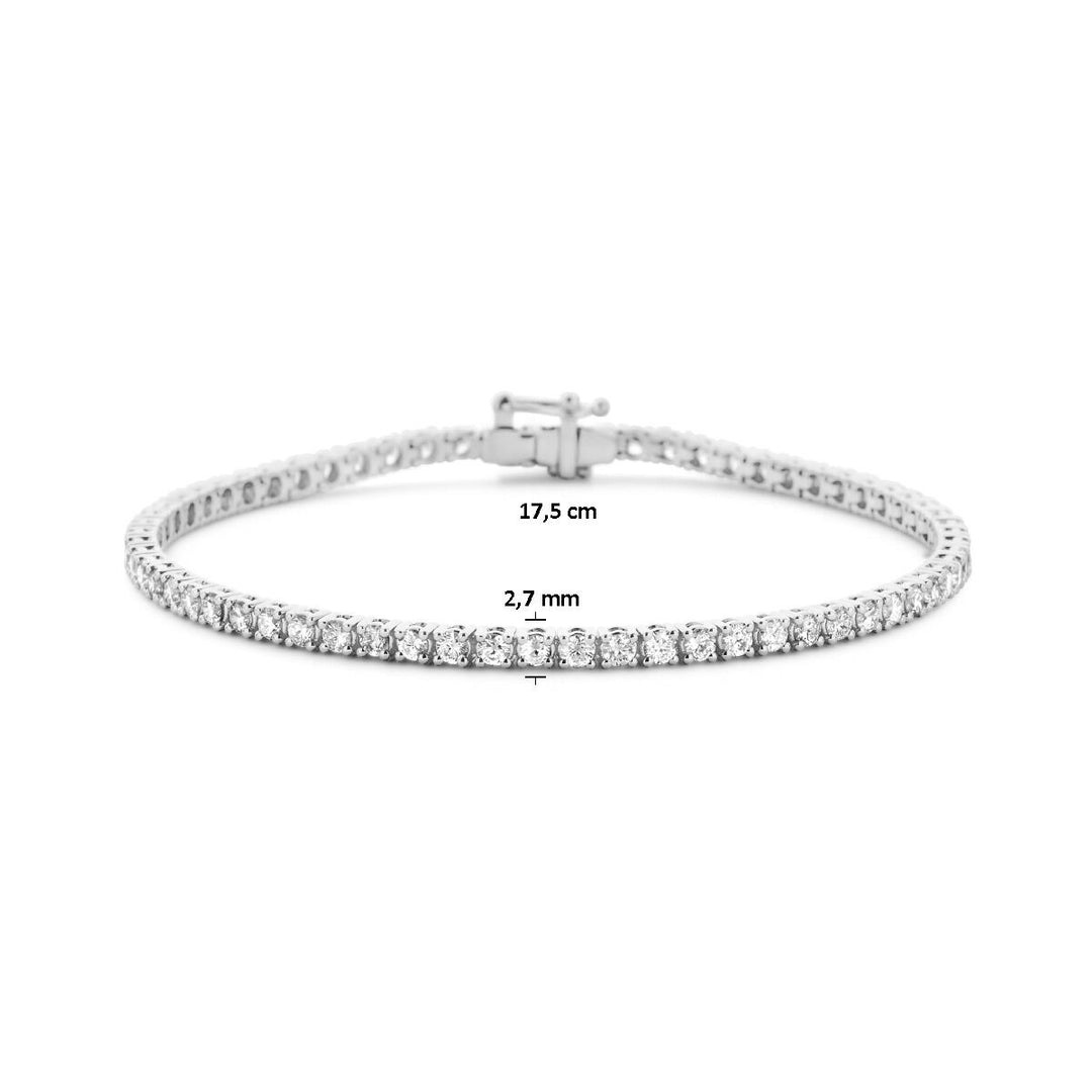 tennis bracelet lab grown diamond 3.00ct g si 2.7 mm 17.5 cm 14K white gold