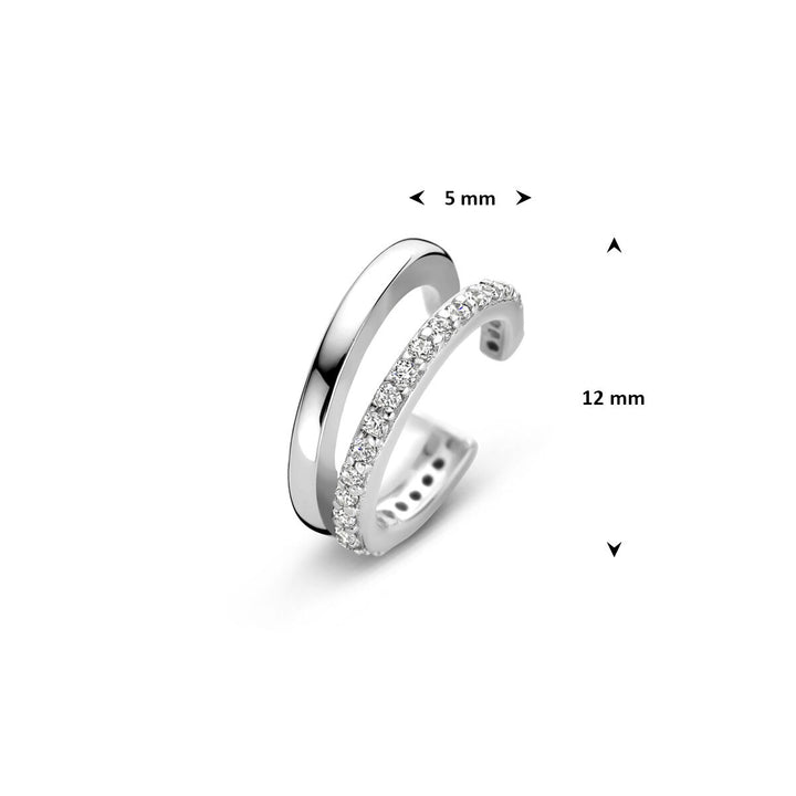 Zilveren ear cuff met zirkonia – gerhodineerd 925 zilver