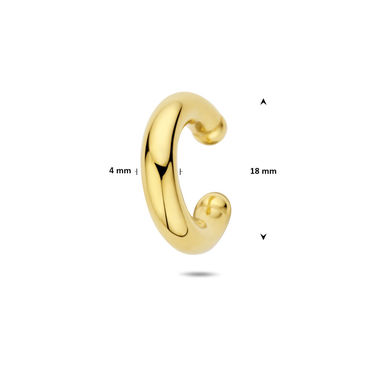 Verguld 925 zilveren ear cuff 18 x 4 mm