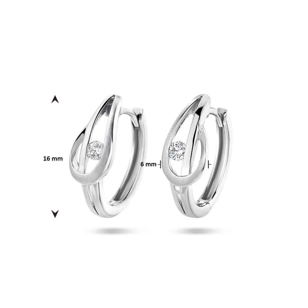 925 Gerhodineerd Zilveren Klapoorringen met Zirkonia