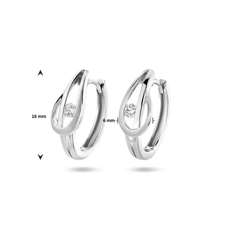 925 Gerhodineerd Zilveren Klapoorringen met Zirkonia