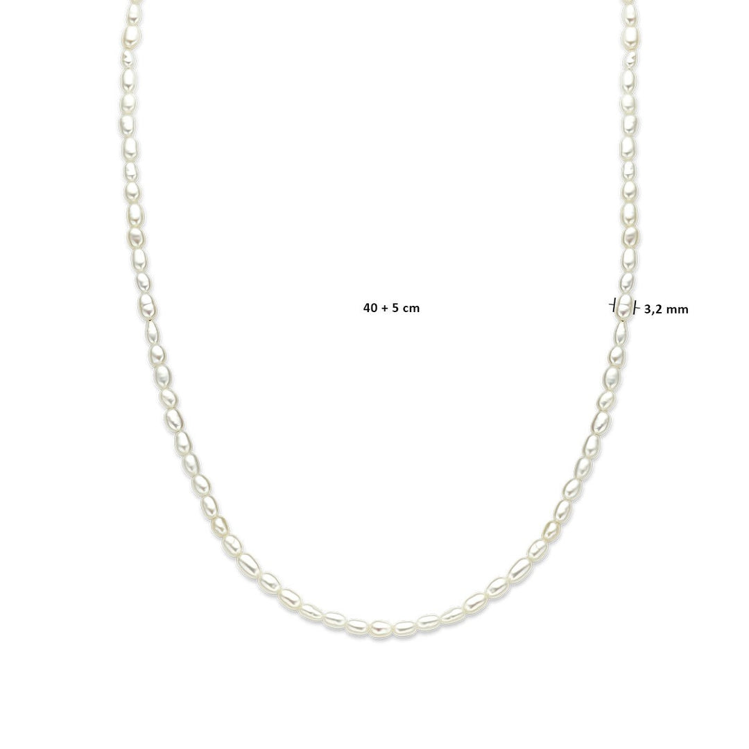 necklace pearls 3.2 mm 40 + 5 cm 14K yellow gold