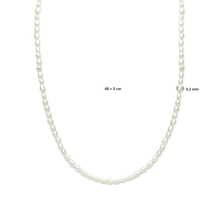 necklace pearls 3.2 mm 40 + 5 cm 14K yellow gold