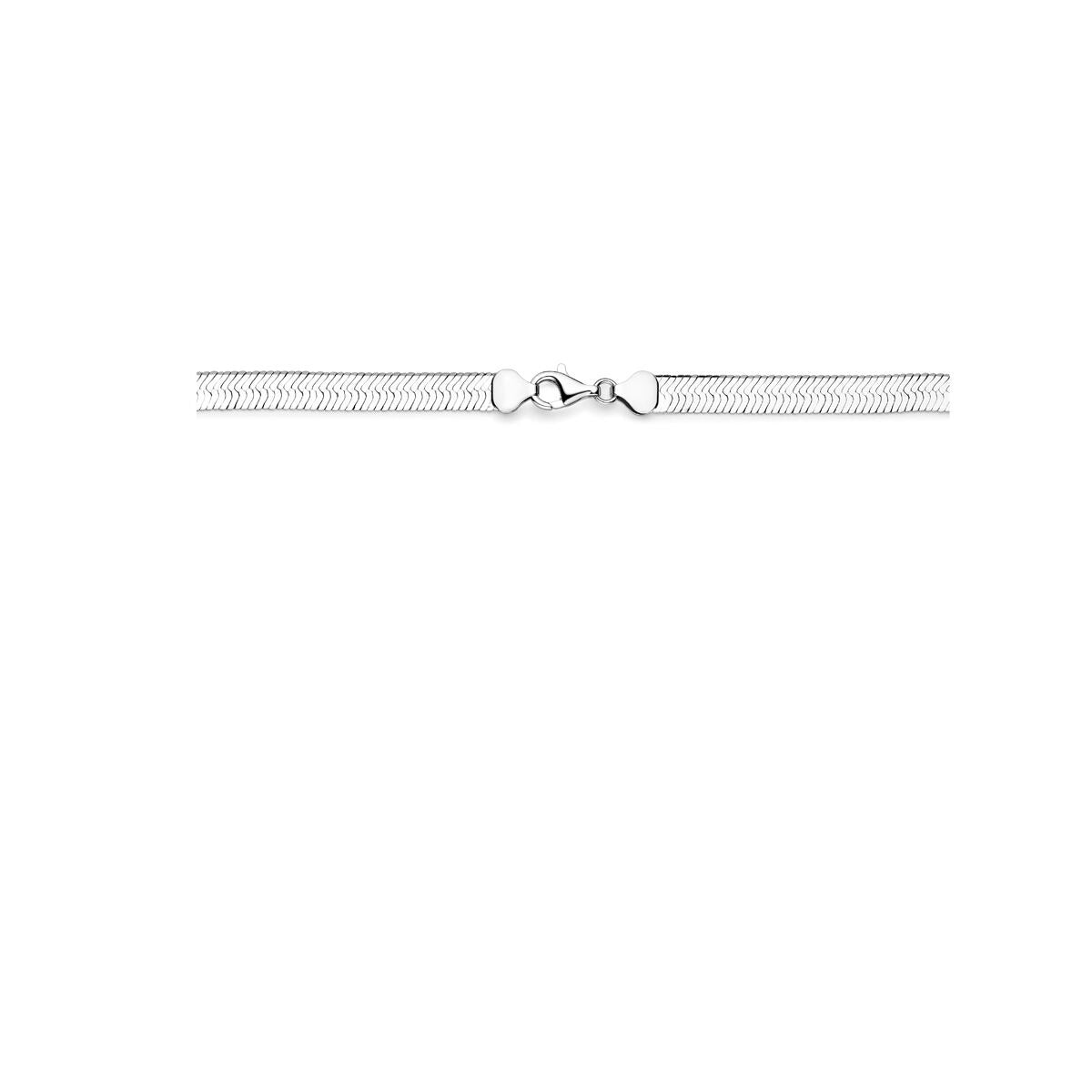 Zilveren dames ketting – gerhodineerd collier met omega schakel