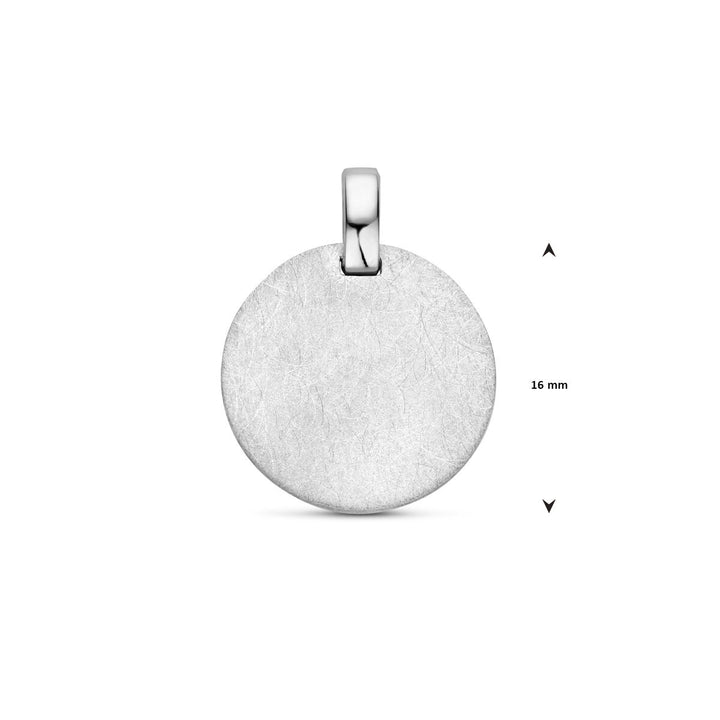 Zilveren graveerhanger – gerhodineerd 925 zilver met ijsmatte afwerking